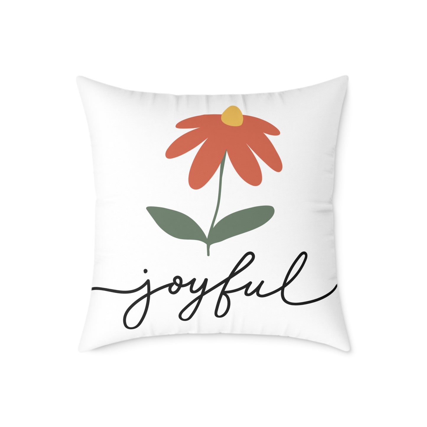 Joyful Floral Square Pillow | Home Decor, Gift for Her, Cozy Living Room, Botanical Pillow, Inspirational Cushion