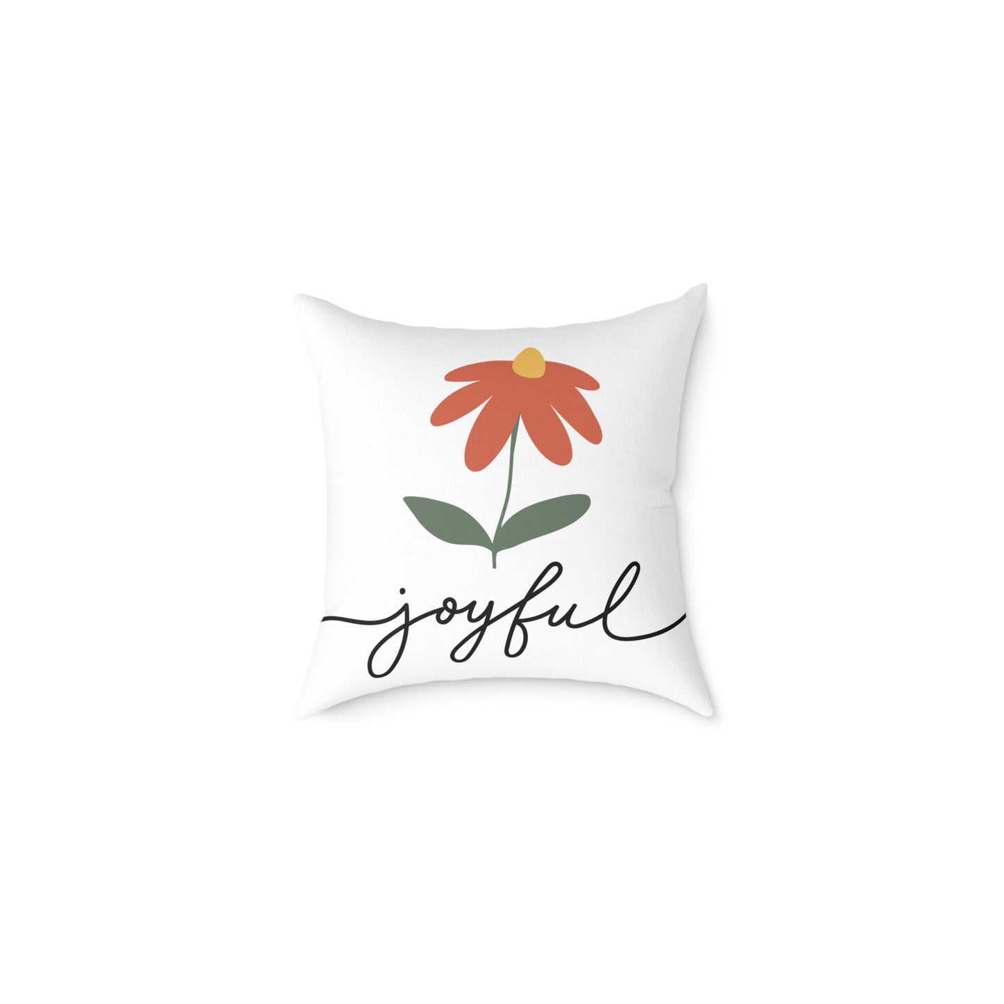 Joyful Floral Square Pillow | Home Decor, Gift for Her, Cozy Living Room, Botanical Pillow, Inspirational Cushion