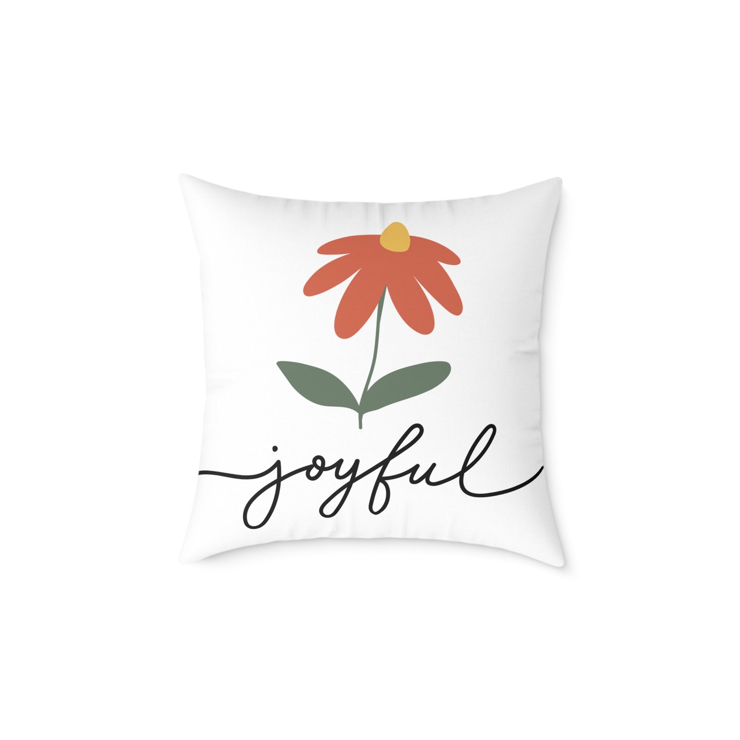 Joyful Floral Square Pillow | Home Decor, Gift for Her, Cozy Living Room, Botanical Pillow, Inspirational Cushion