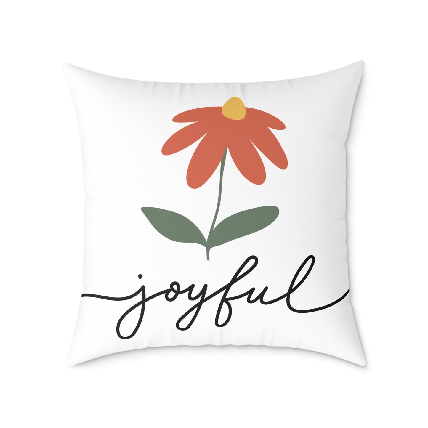 Joyful Floral Square Pillow | Home Decor, Gift for Her, Cozy Living Room, Botanical Pillow, Inspirational Cushion
