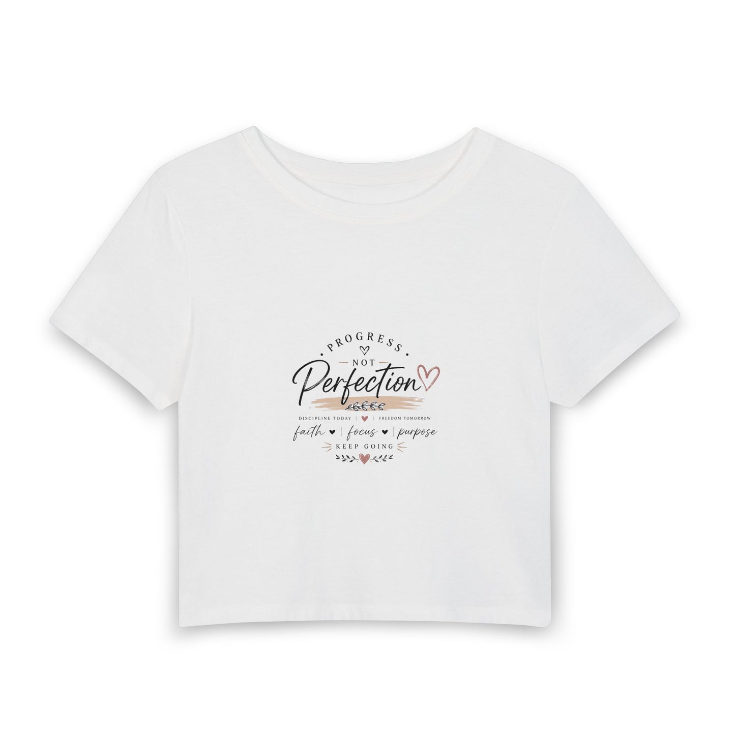 Progress Not Perfection Women's Baby Tee – Inspirational Faith & Self-Love Crop Top