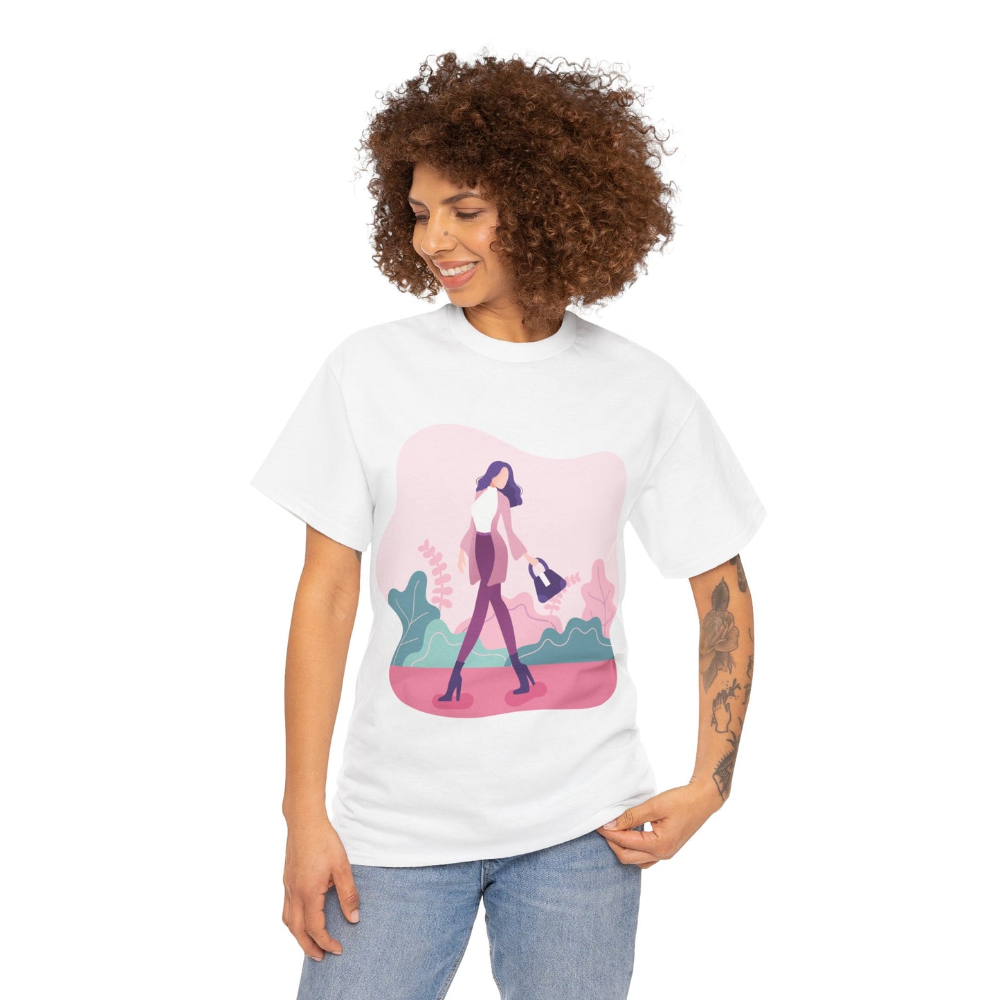 Camiseta de algodón pesado para chica de moda