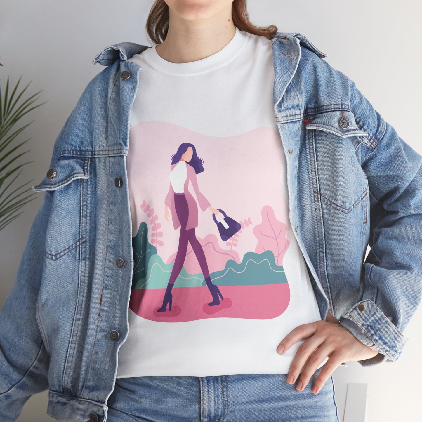 Camiseta de algodón pesado para chica de moda