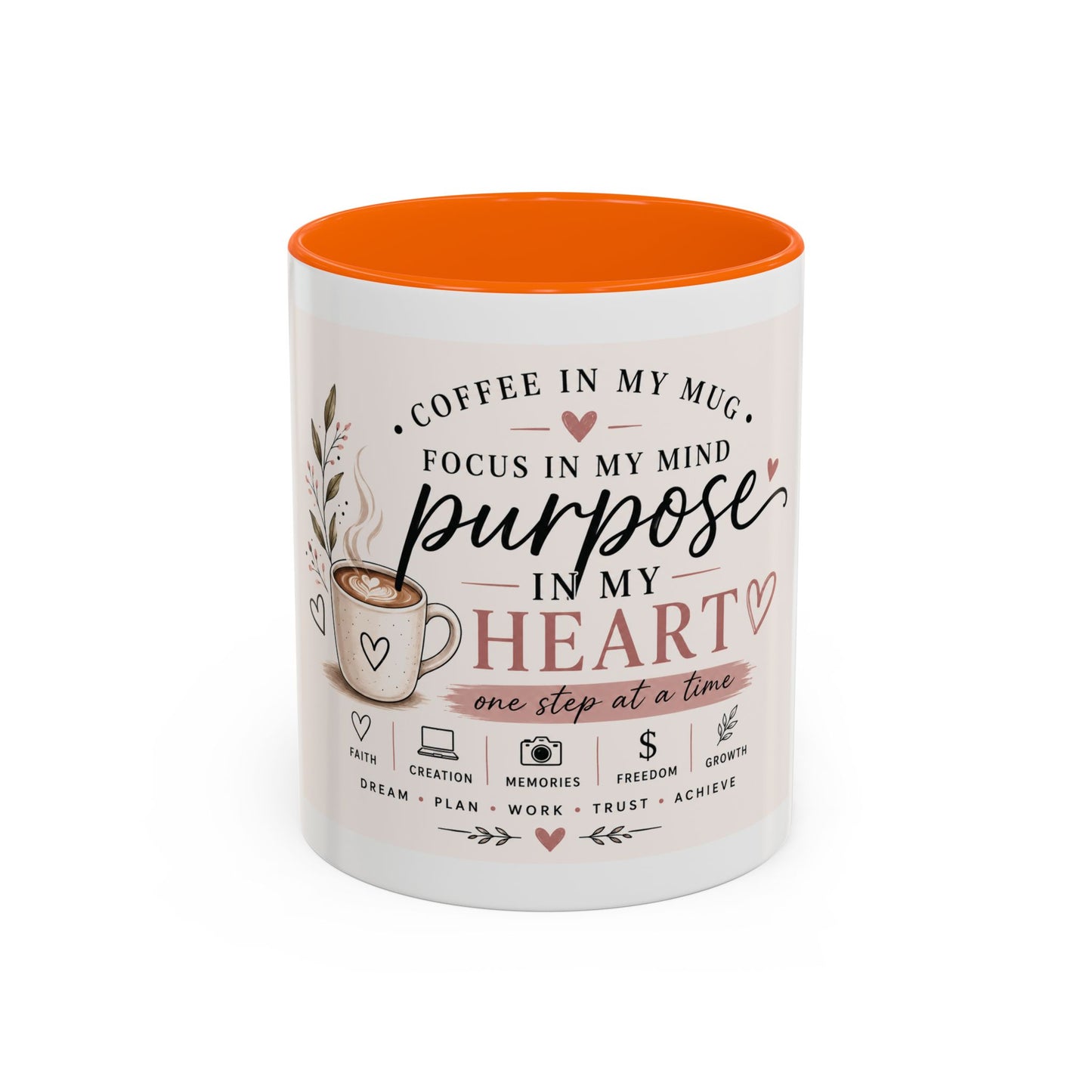 Coffee Mug — "Coffee in My Mug, Purpose in My Heart" Inspirational Accent Mug (11/15 oz)