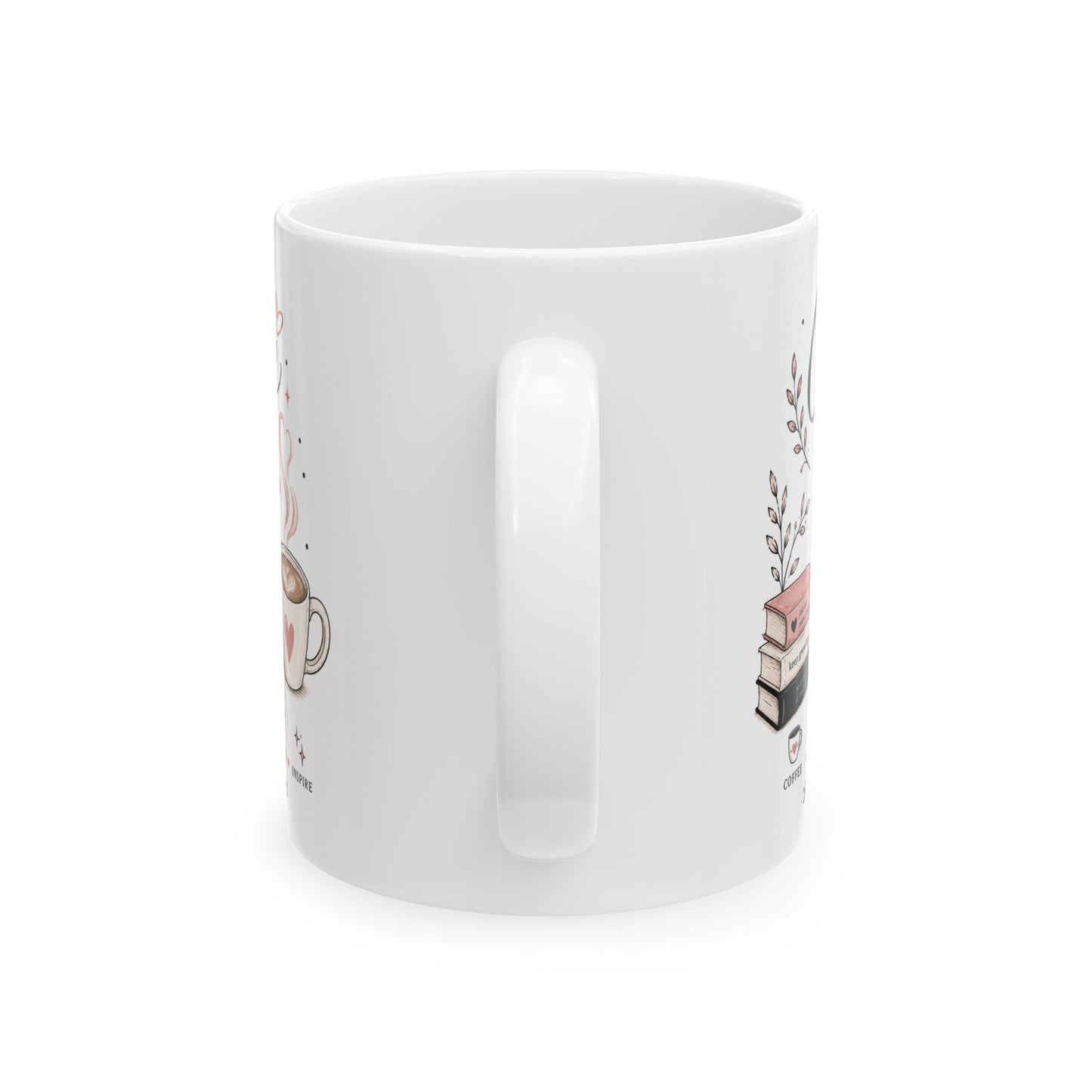 Coffee & Books Ceramic Mug — 'Coffee Time' Cozy Reading Gift (11oz/15oz)