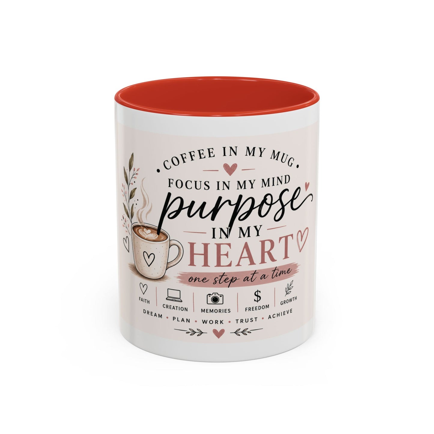 Coffee Mug — "Coffee in My Mug, Purpose in My Heart" Inspirational Accent Mug (11/15 oz)